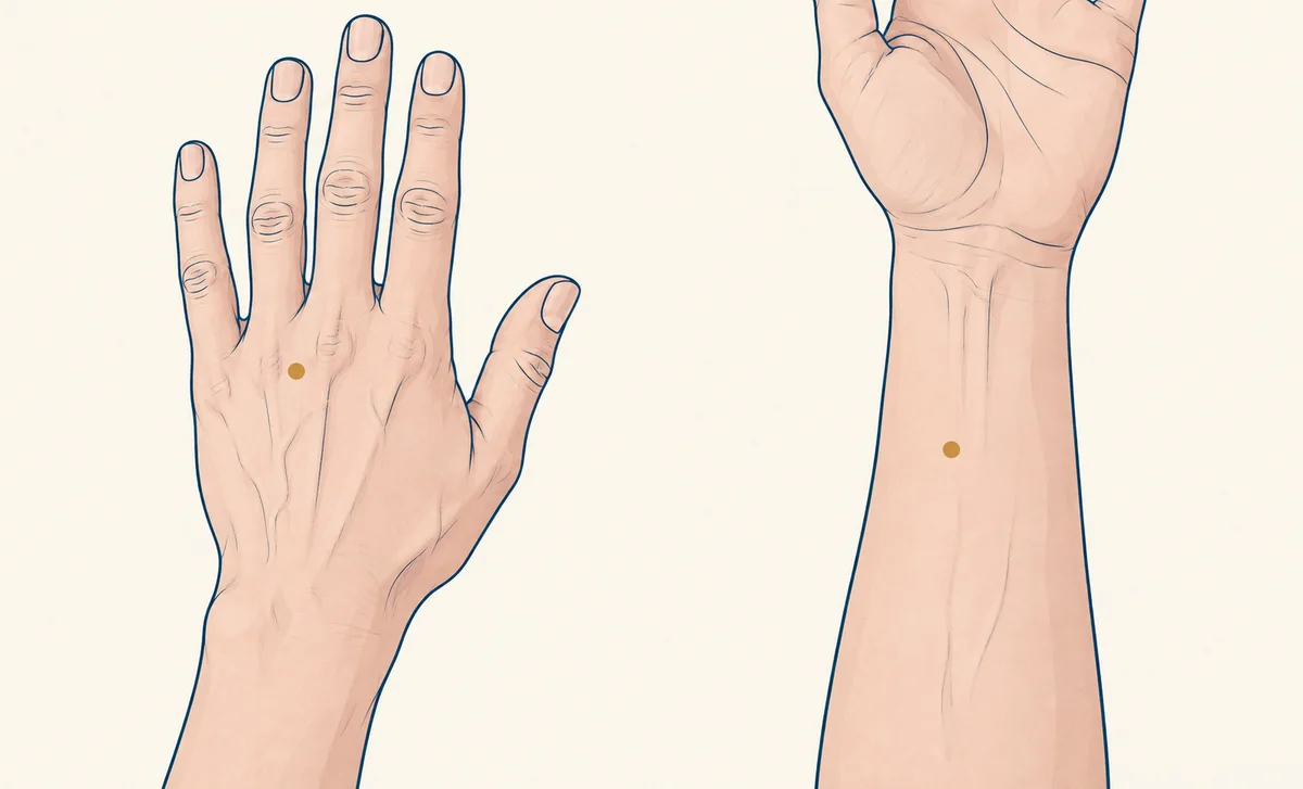 Illustration du dos d’une main et de la face interne d’un avant-bras, deux sites anatomiques différents.
