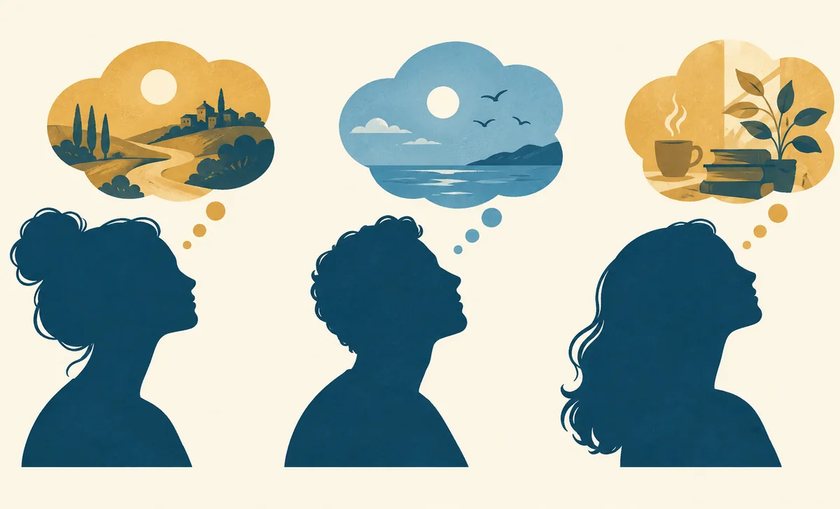 Trois profils stylisés accompagnés de nuages colorés illustrent des attentes différentes.