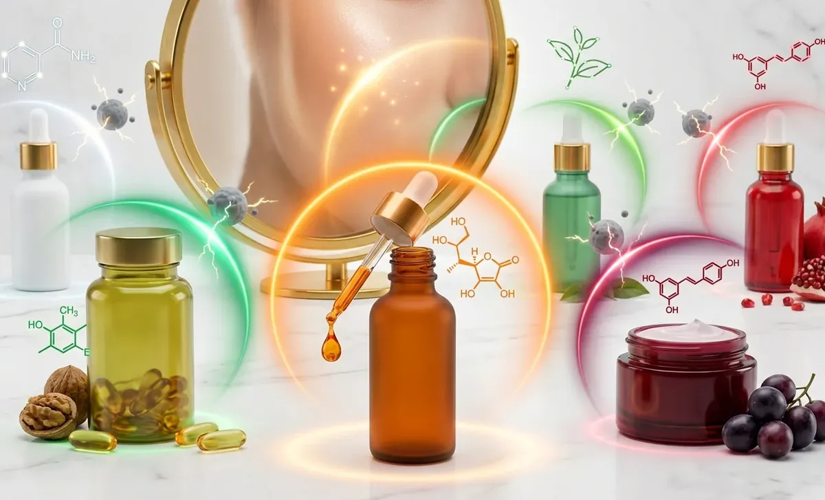 Illustration éditoriale — Antioxydants pour la peau