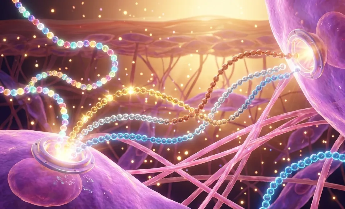 Illustration éditoriale — Peptides cosmétiques