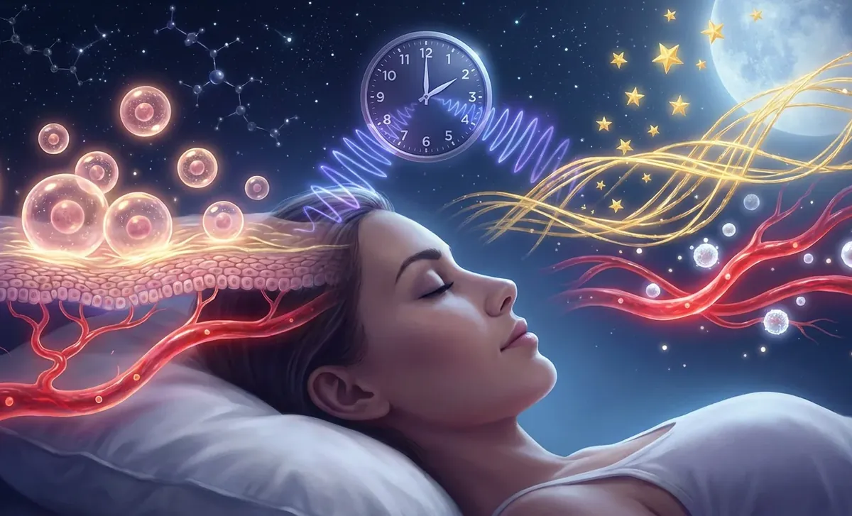 Illustration éditoriale — Peau et sommeil