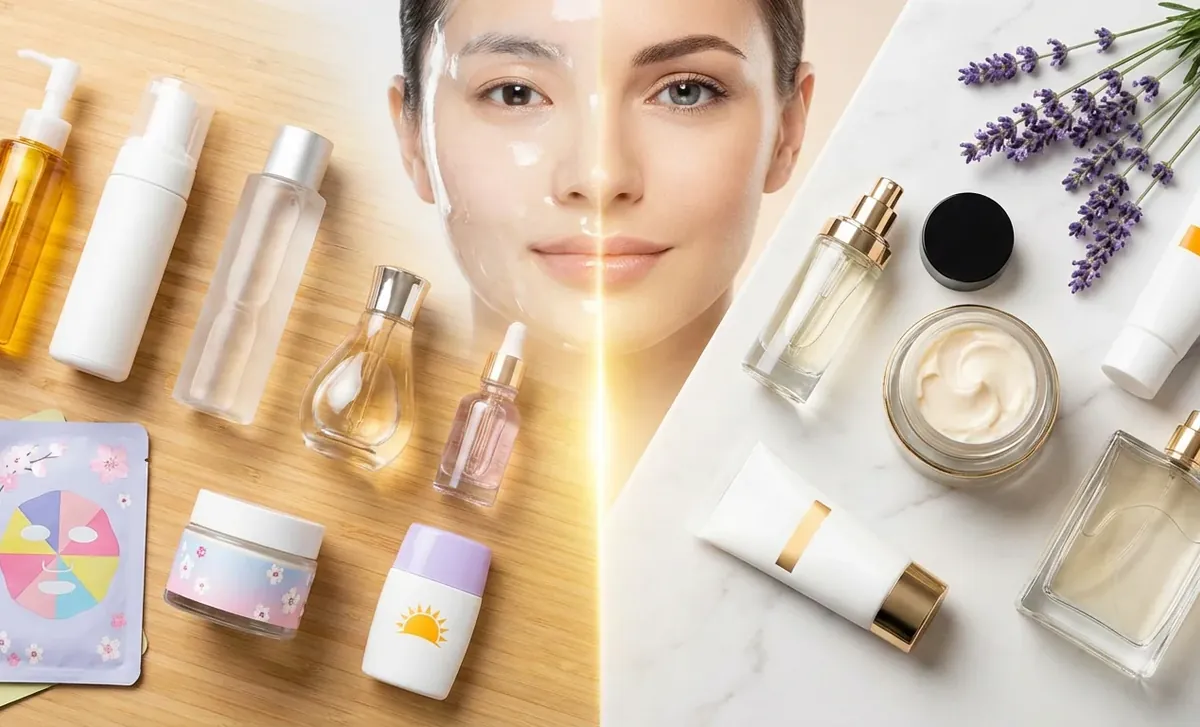 Illustration éditoriale — Skincare coréenne ou française