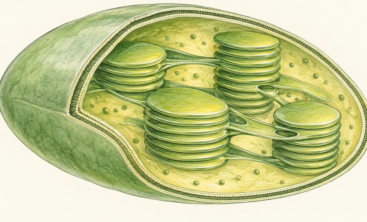 Vue d’artiste d’un chloroplaste et de ses membranes internes