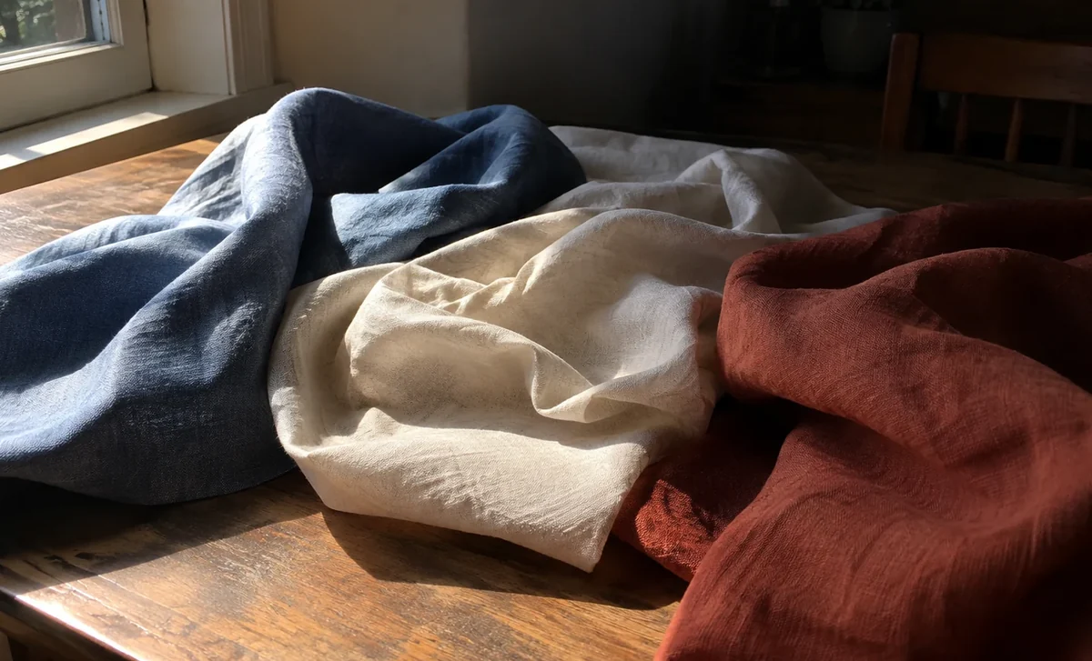 Tissus colorés éclairés par une lumière chaude et une ombre froide